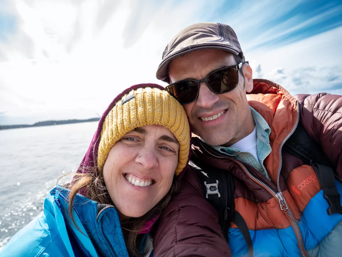 Jen and Lawrence Long whale watching San Juan Islands WA, 2024