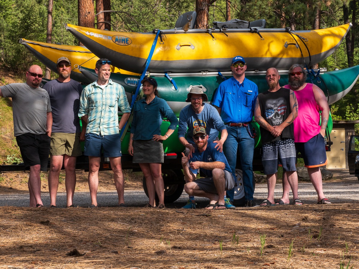 Recovery in Action: Lawrence and friends navigate the Clark Fork River, sharing healthy snacks, non-alcoholic drinks, and authentic brotherhood under the guidance of experienced rafters - a powerful metaphor for the journey of sustained recovery. 2024
