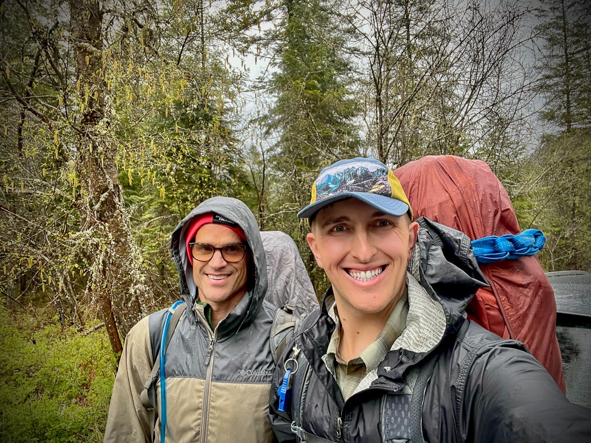 Lawrence Long and his friend in Recovery Zacch G. hiking to Stanley Hot Springs, 2022 